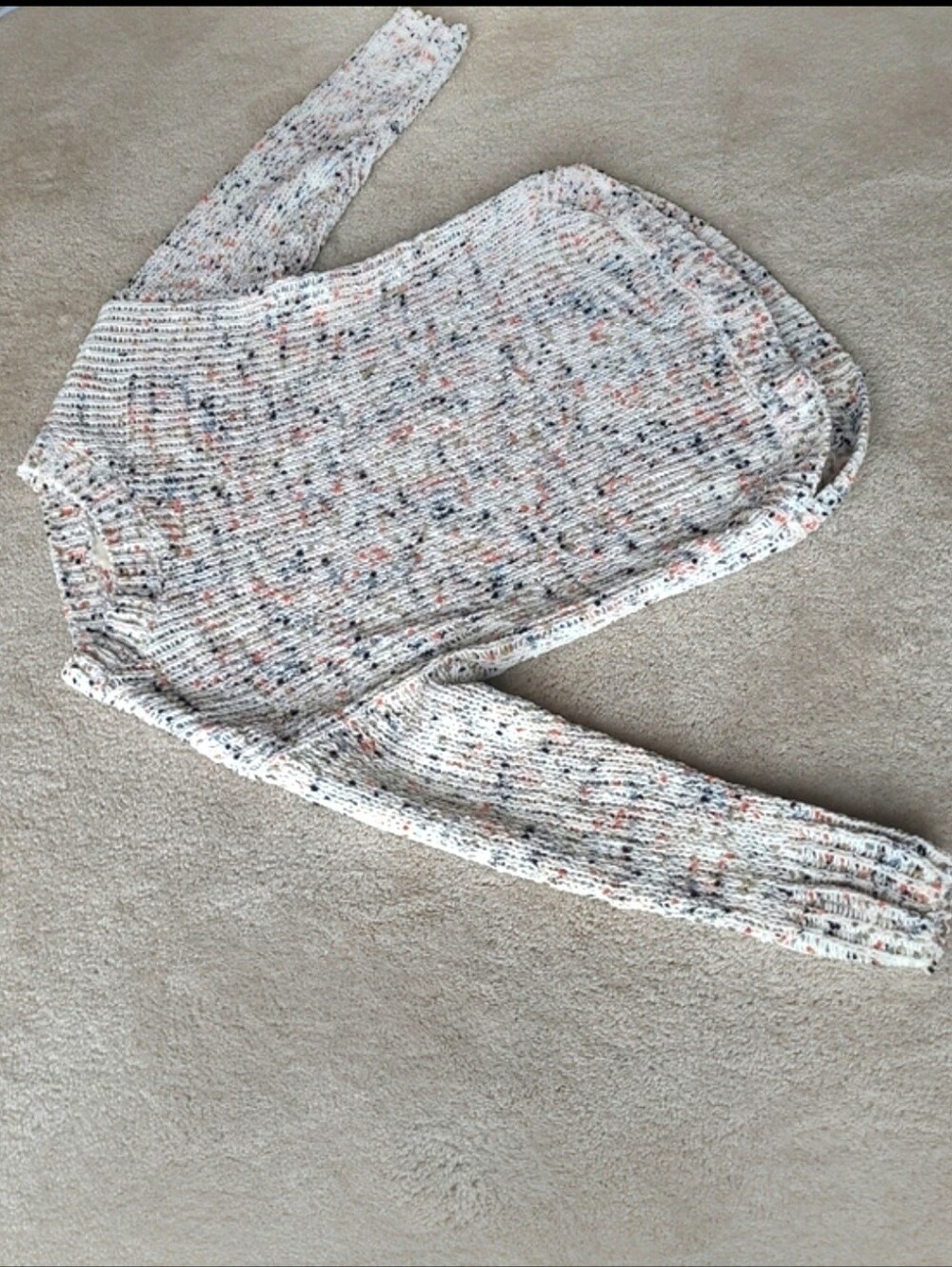 Cozy Speckled Knit Sweater - Cream with Multicolor Flecks